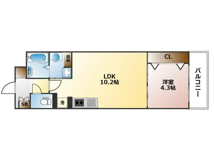 ミル グラシアス(1LDK/5階)の間取り写真