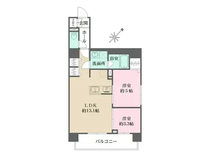パークフラッツ蔵前(2LDK/11階)の間取り写真