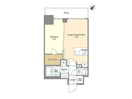 グランカーサ横濱石川町(1LDK/3階)の間取り写真