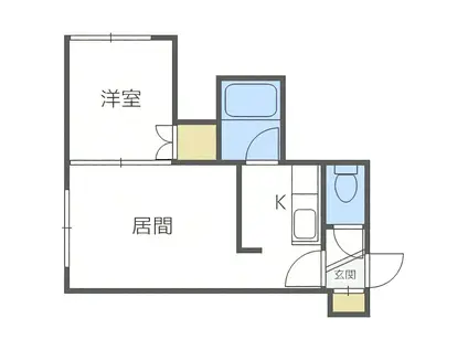 アーバンコート菊水III(1DK/2階)の間取り写真