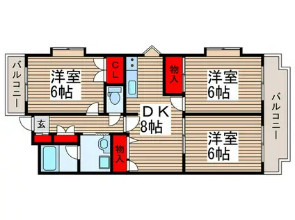 平成ホームズ西浦和(3DK/2階)の間取り写真