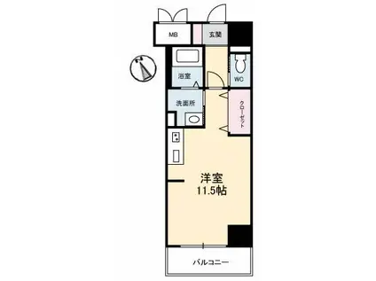 URBAN VISTA 中央町(ワンルーム/4階)の間取り写真