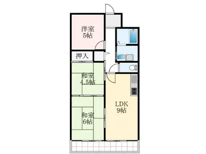 ヤマダマンション(3LDK/1階)の間取り写真