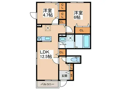 KIハイツIII(2LDK/1階)の間取り写真