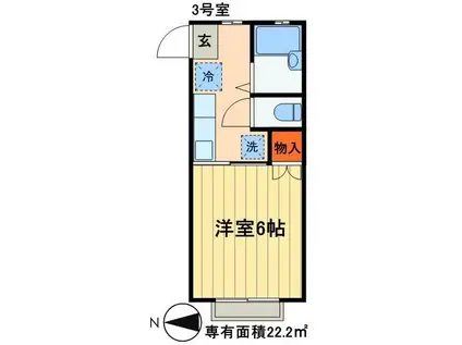 シャイニングヒルズ(1K/1階)の間取り写真