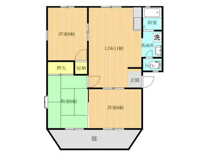 サニーパレスニシダA(3LDK/1階)の間取り写真