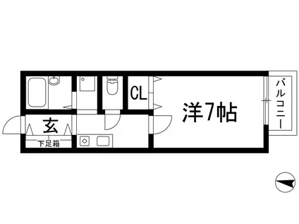 ウイングコート2(1K/1階)の間取り写真