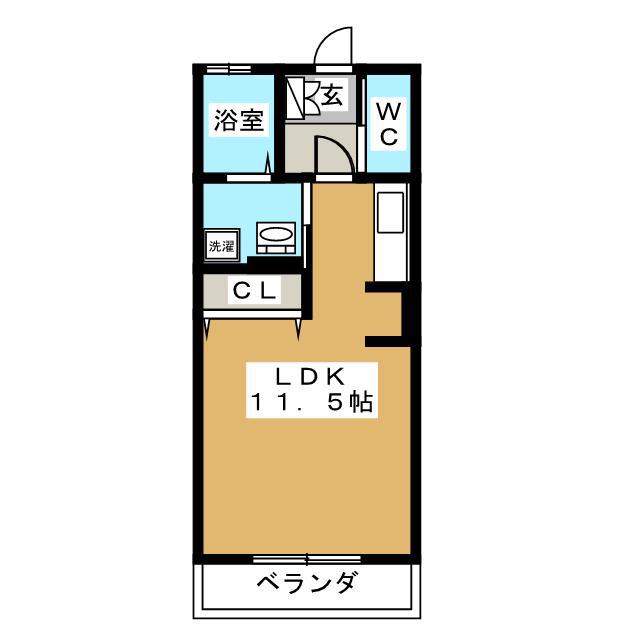 プランタン3(ワンルーム/1階)の間取り写真