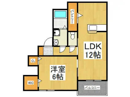 ル・シエロC(1LDK/2階)の間取り写真