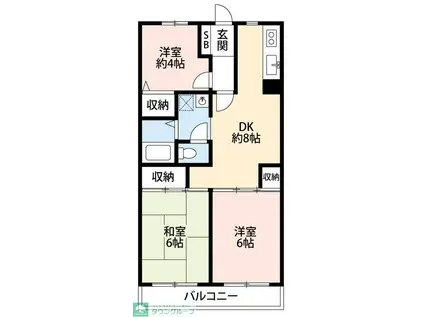 ベルデユール永野II(3DK/1階)の間取り写真