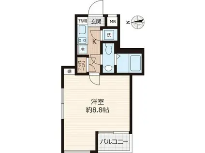 ビバリーホームズ赤塚公園II(1K/5階)の間取り写真