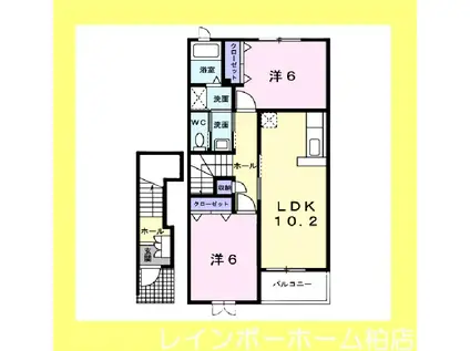 コープ囲和(2LDK/2階)の間取り写真