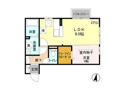 コスモB棟(1LDK/1階)の間取り写真