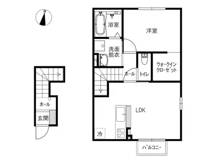ENCHANTE(1LDK/1階)の間取り写真
