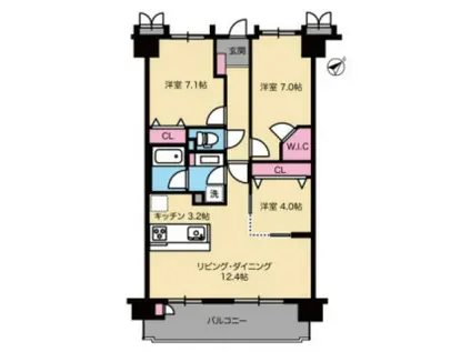 アルファグランテ一之江参番館(3LDK/3階)の間取り写真