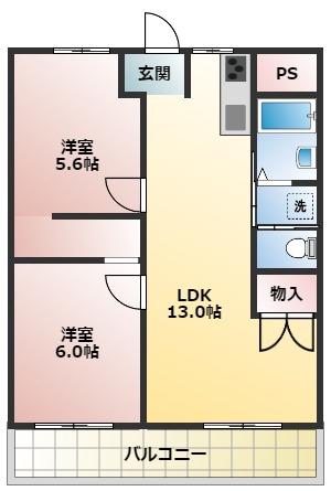 Vタウン(2LDK/4階)の間取り写真