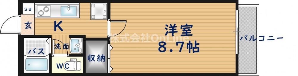 GRAND CHARIOT B(1K/1階)の間取り写真