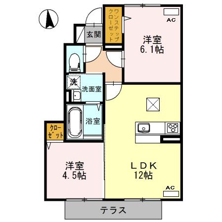 エコールKII(2LDK/1階)の間取り写真