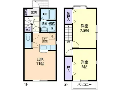 ソルボンヌB(2LDK/1階)の間取り写真