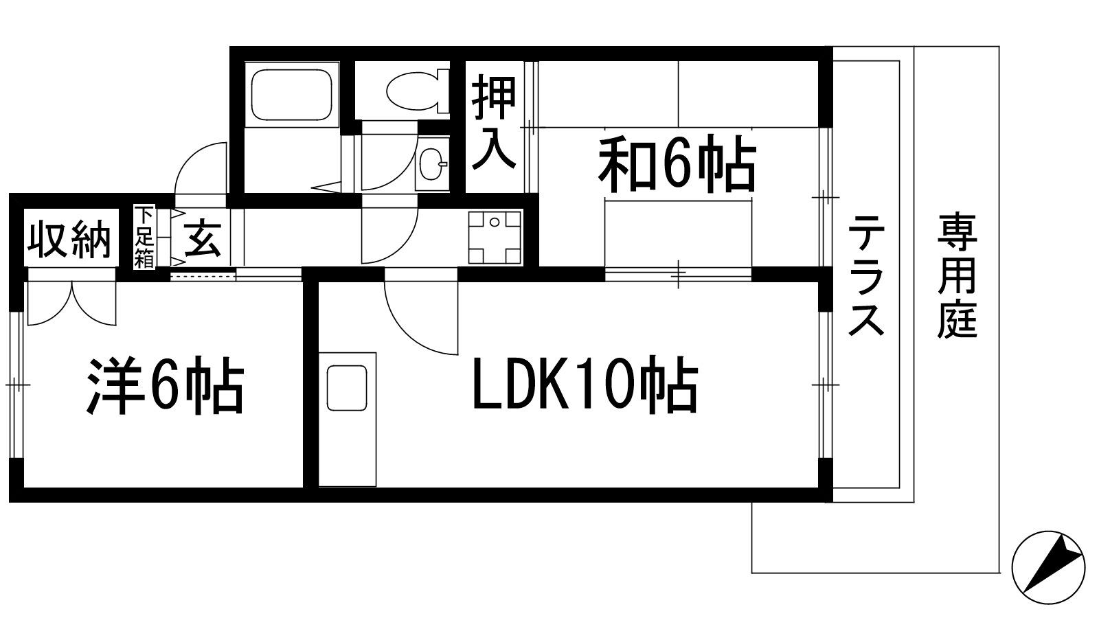 セジュールパーク瑞穂(2LDK/1階)の間取り写真