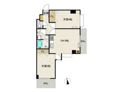 グリーンハウスみその(2DK/2階)の間取り写真