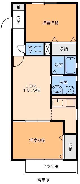 WELLVILLA・M(2LDK/1階)の間取り写真