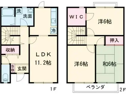 クレスト田原台(3LDK/1階)の間取り写真