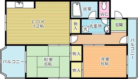 フェールブリエ片野(2LDK/4階)の間取り写真