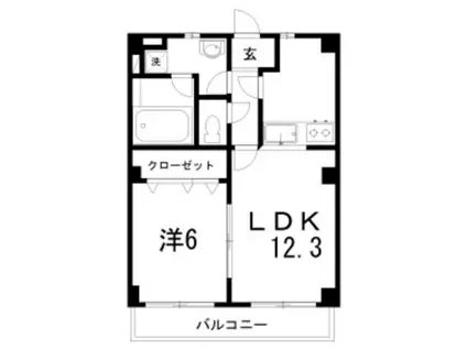 とさでん交通伊野線 鴨部駅 徒歩8分 6階建 築20年(1LDK/4階)の間取り写真