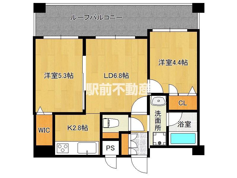 QUINTET MINAMI FUKUO(2LDK/8階)の間取り写真