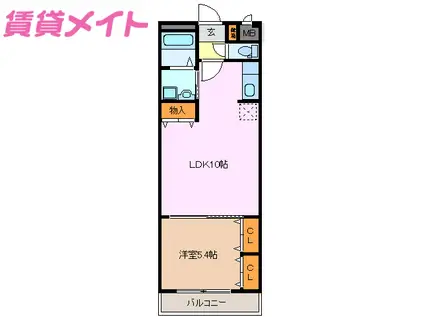 カレン橘(1LDK/4階)の間取り写真