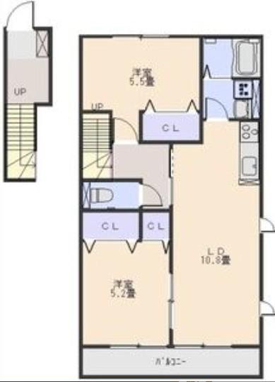 グレーシア中郷B(2LDK/2階)の間取り写真