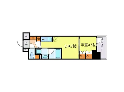 K-COURT谷町四丁目(1DK/5階)の間取り写真