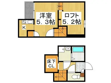 ADC高島リブレ(1K/1階)の間取り写真