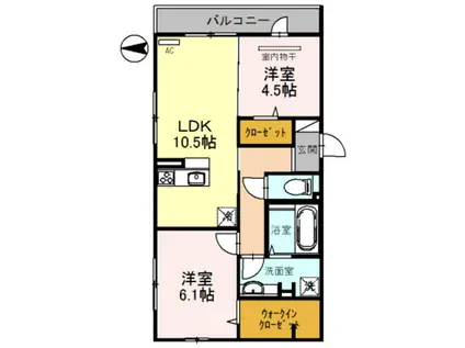 はぁと六万寺(2LDK/3階)の間取り写真
