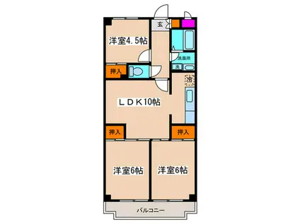 コートヒルズアザリア(3LDK/2階)の間取り写真
