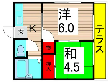 田辺ハイツI(2K/1階)の間取り写真
