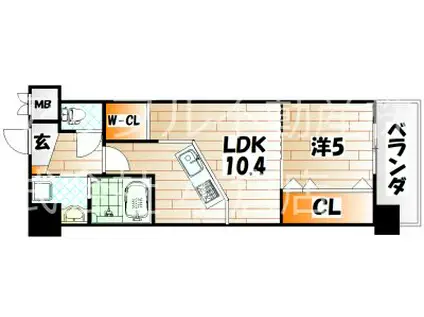 コンプレート古船場(1LDK/10階)の間取り写真