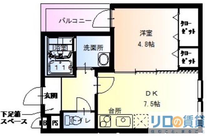 フジパレス東三国II番館(1DK/3階)の間取り写真