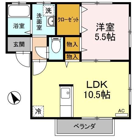 セジュールエアリー202(1LDK/2階)の間取り写真