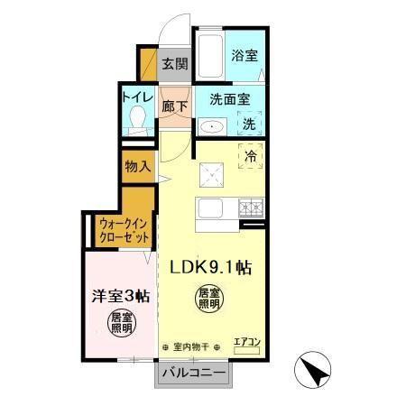 コスタ舟入(1LDK/1階)の間取り写真