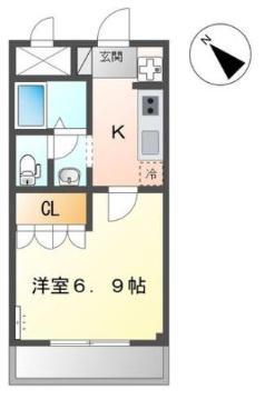 エスポワールK(1K/2階)の間取り写真