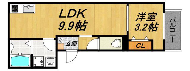 LE COCON 江南III(1LDK/1階)の間取り写真
