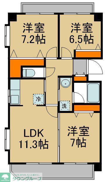 ウィングタワーズ(3LDK/4階)の間取り写真