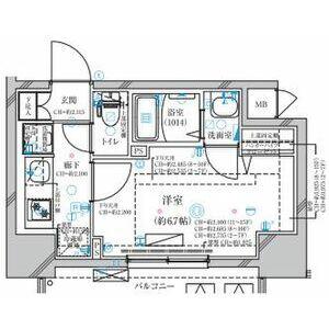 ディアレイシャス今池(1K/13階)の間取り写真