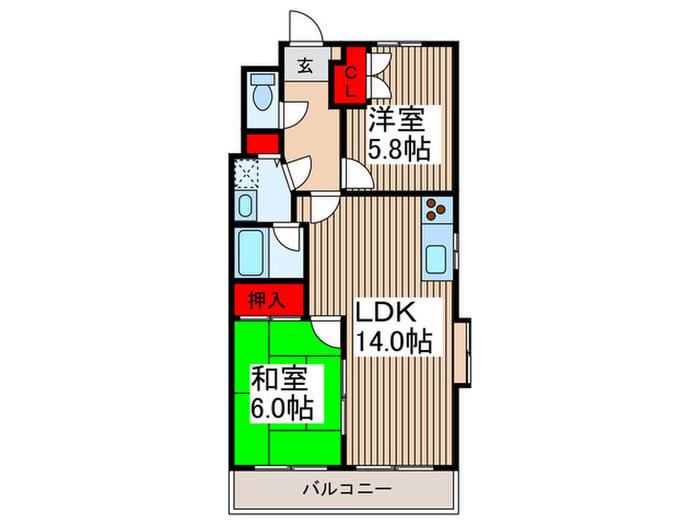 ロイヤルメゾンIII(2LDK/2階)の間取り写真