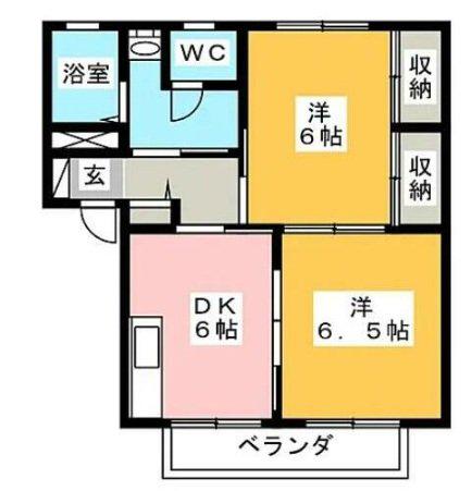 グリーンコーポI A(2DK/2階)の間取り写真