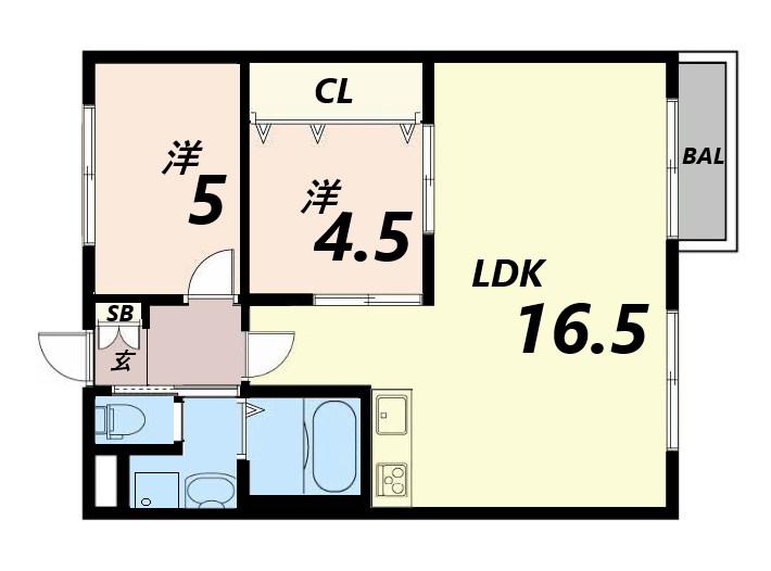 パークハイツ(2LDK/1階)の間取り写真