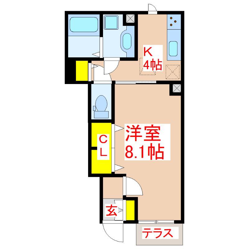 セジュールY(1K/1階)の間取り写真