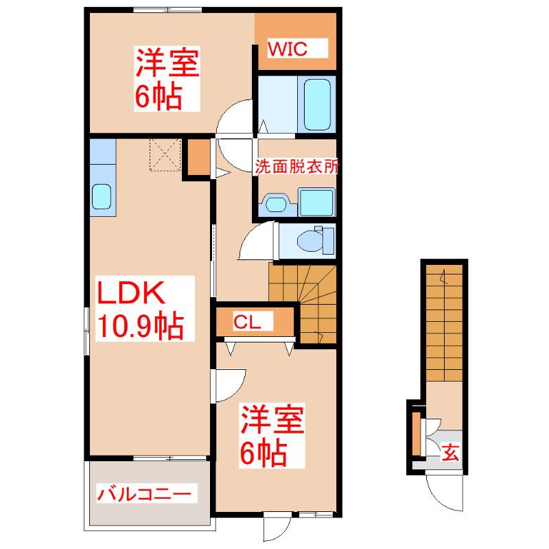 ペガサス I(2LDK/2階)の間取り写真